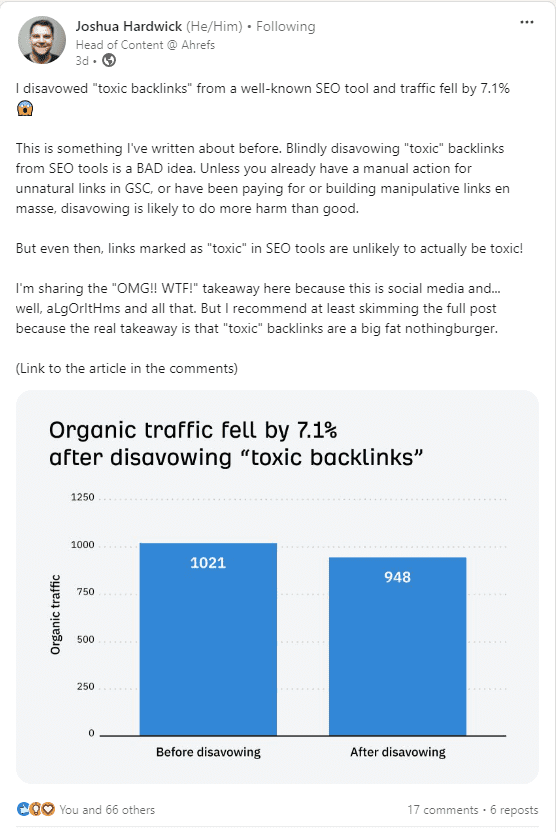 experiment with disavow backlinks